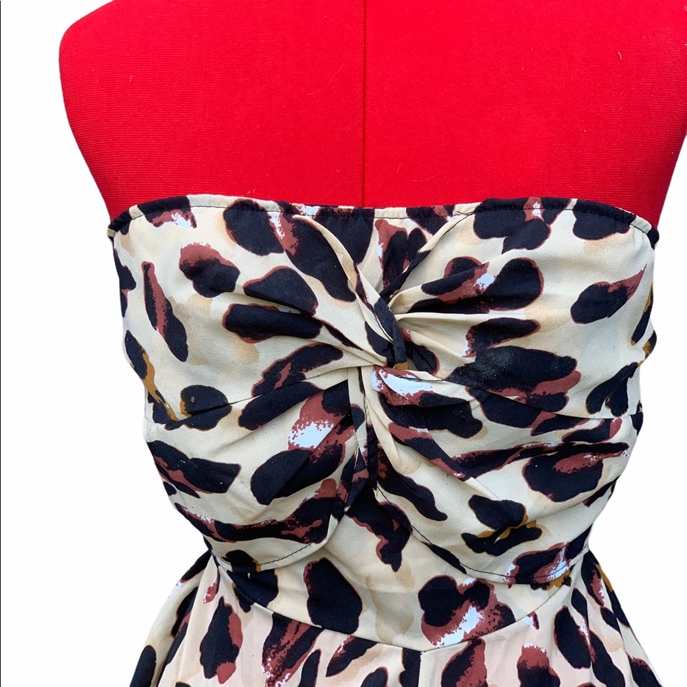 Twist Front Tie Back Leopard Tube Romper - Picture 2 of 15